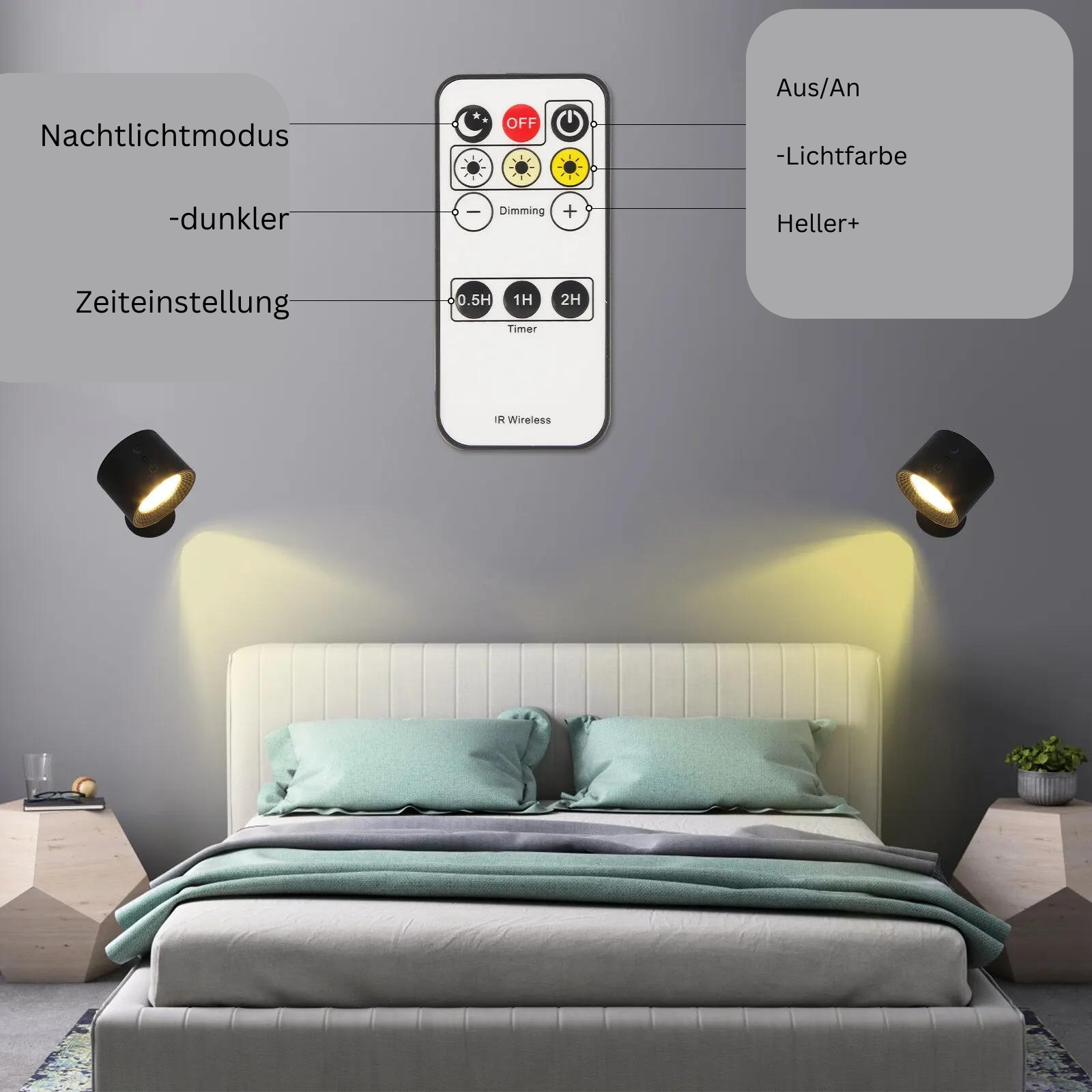 Luxus Wandlampe mit Touch-Steuerung und IR-Fernbedienung